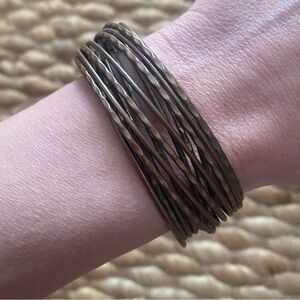 Stacked Twisted Metal Bangle Bracelet - Brown